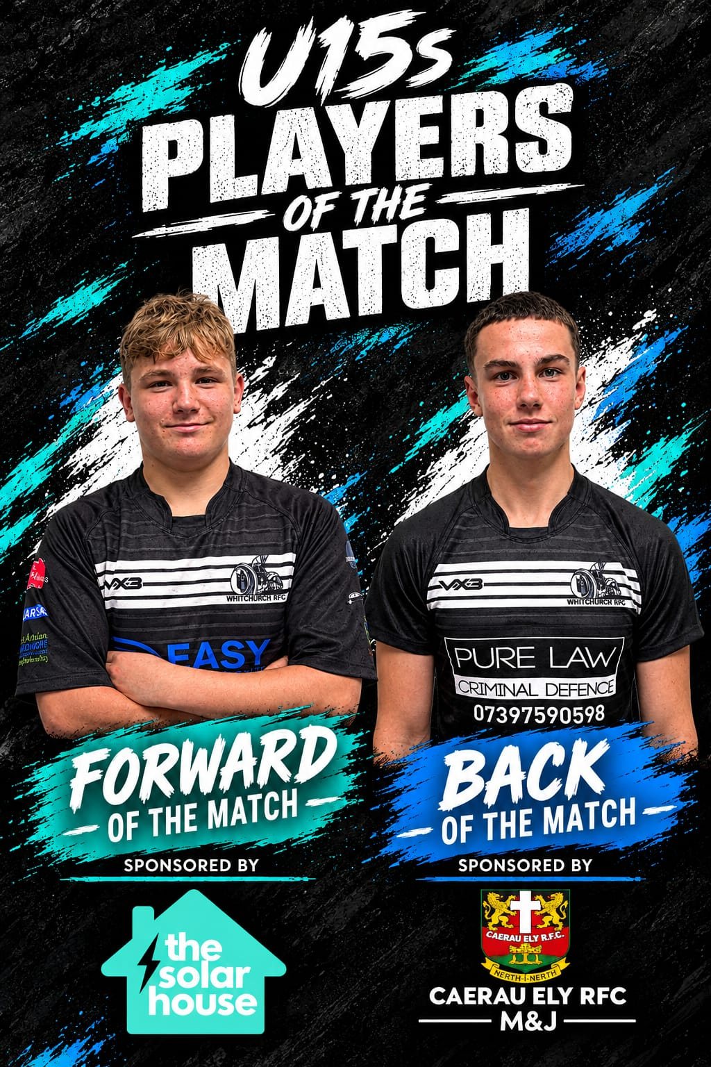 Players of the match: Charlie Donovan forward of the match, Jacob Timothy back of the match