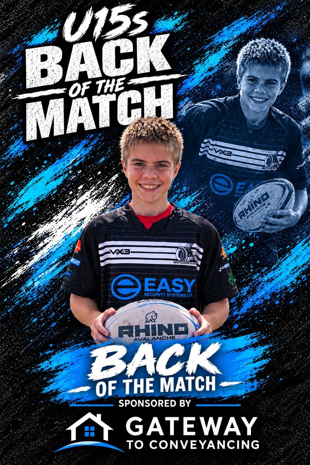 Sam Davies, back of the match, sponsored by Gateway 2 Conveyancing
